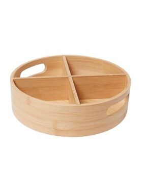 Brightroom Bamboo 4 Compartment Lazy Susan Turntable with Dividers